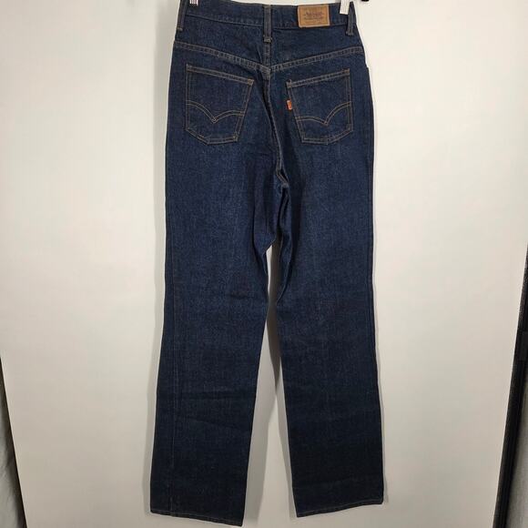 VTG women SZ 11 Dark Wash 70s High Rise Straight Leg Cotton Made USA 26048-0214 - Picture 5 of 8
